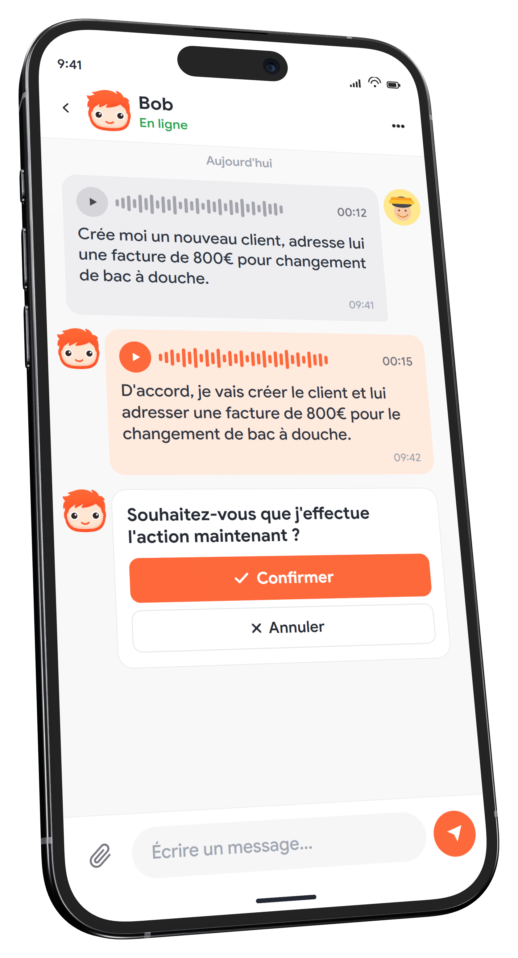 Conversation avec Bob sur iPhone