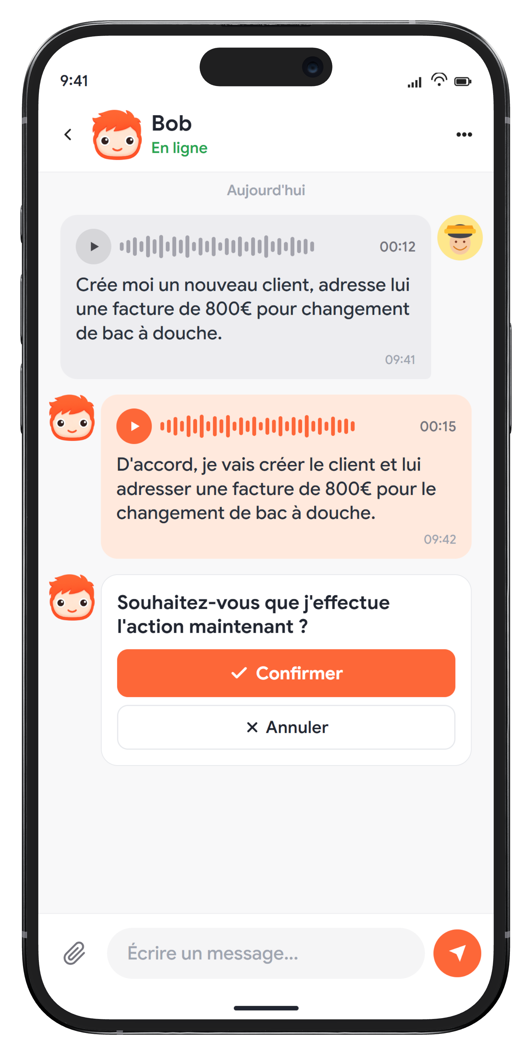 Conversation avec Bob sur iPhone